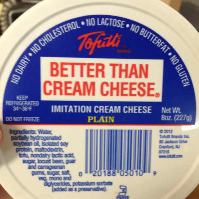 Tofutti cream cheese nutrition