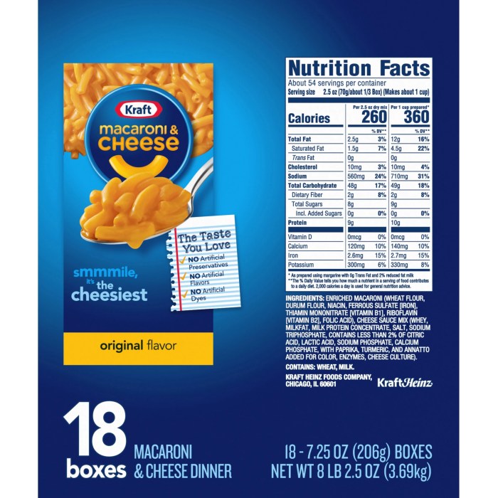 Nutrition Facts on Mac and Cheese