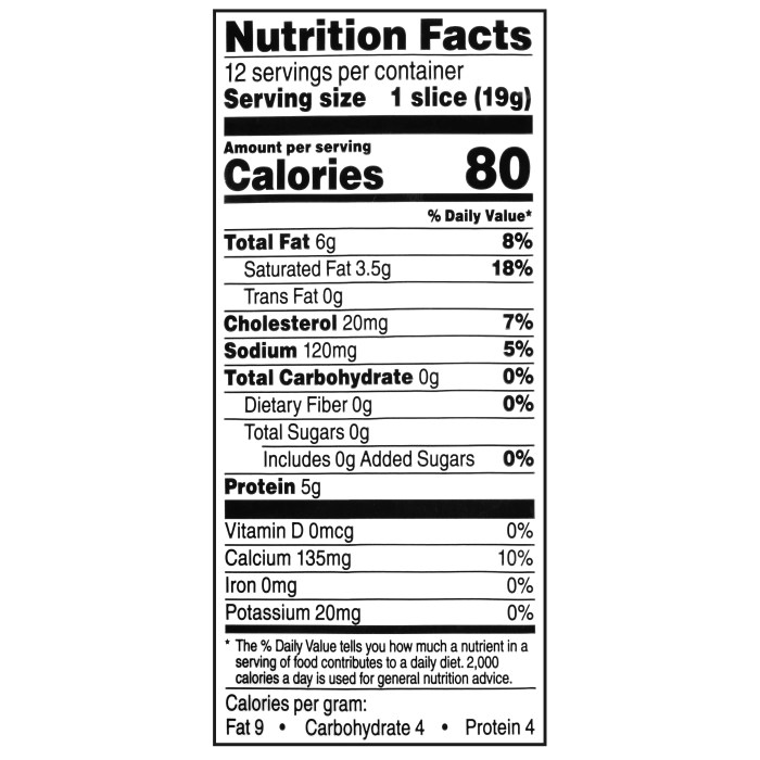 Swiss cheese slice nutrition